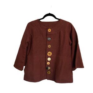 Avatar Women's Blazer Sz S Handmade Nepal Wood Buttons Boho Lagenlook Artsy